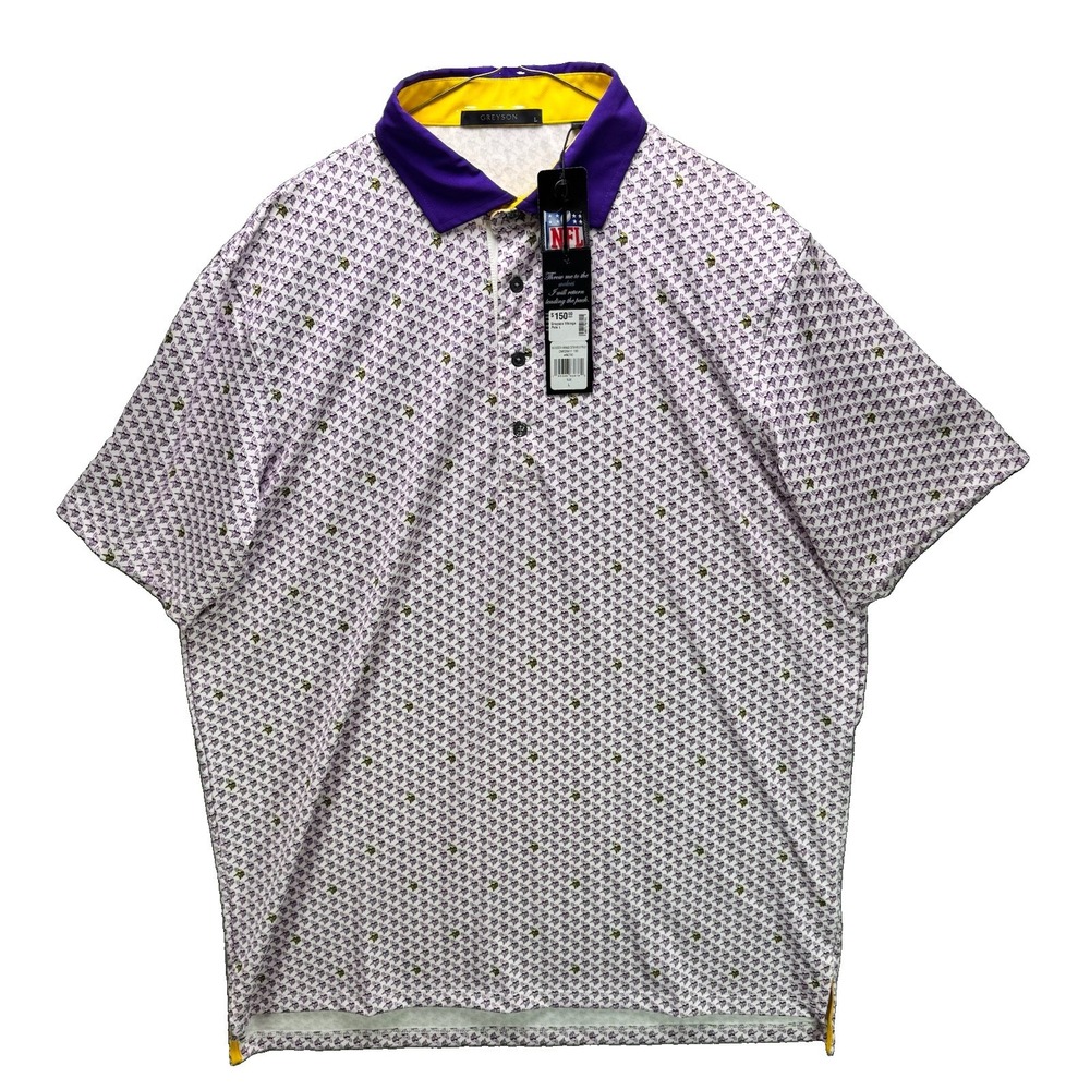 Greyson Minnesota Vikings Polo Shirt Mens Large Golf NFL AOP Performance NWT